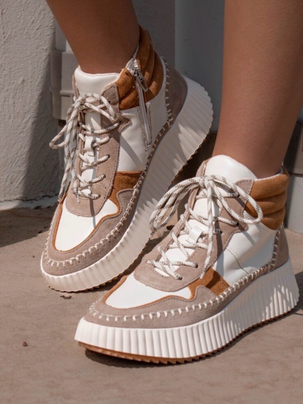 Dolce Vita Taupe Multi Suede Daley High Top Platform Sneaker Shoes Size 9 NIB